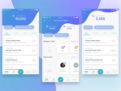 Payment app fluid gradients iphone manage cards move money payments product design sketch transactions ui user interface design wallet
