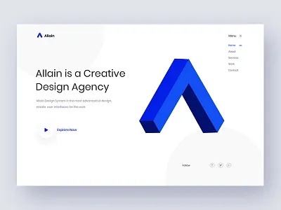 Allain agency banner blue creative desing homepage illustration landing shape ui white zihad