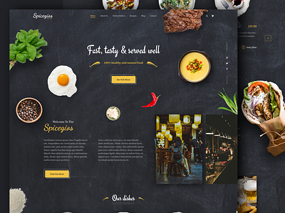 Spicegios Restaurant Landing Page black cafe dark food food and beverage food app home landing page menu order restaurant restaurant app