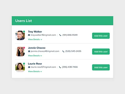 Users List - PSD active state add user button call data flat free psd icons list mail psd table typography ui user list users