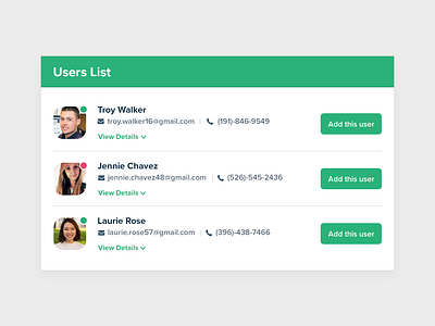 Users List - PSD active state add user button call data flat free psd icons list mail psd table typography ui user list users