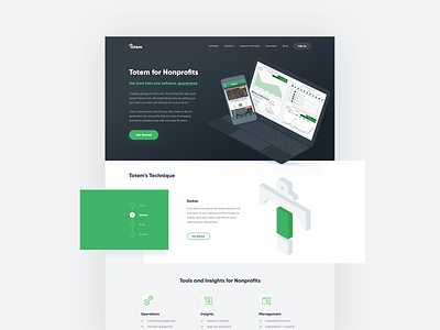 Totem Landing Page 2d 3d clean design flat grid illustration isometric laptop ui web website