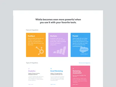 Integrations page integrations layout wistia