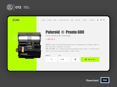 Product Details | Daily UI challenge - Day 012/100 animation camera clean design colors daily ui daily ui 012 dark ui ecommerce george samuel hero section interaction interaction design landing page product details trendy ui design ui ux design user experience ux web design