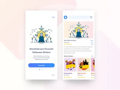 Sticker App UI android app design illustration ios ironsketch mobile redesign typography ui ux website