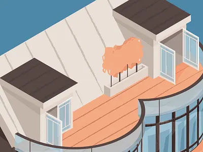 Beach House Illustration 3d beach boat house illustration isometric pastel color summer vector villa