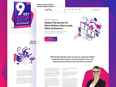 SEO For RealEstate agency clean design interface landing page minimal real estate seo seo for real estate trendy typography ui