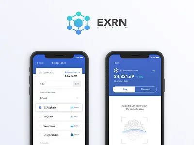 EXRN App app atomicswap bitcoin block chain crypto currency crypto wallet decentralized design ethereum exrn payment qrcode trading ui ux vechain wallet