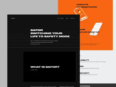 Website for Safor (Personal guard platform) app composition grid landing product landing product page security ui ux web
