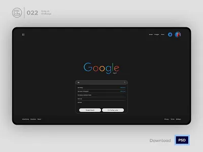 Google dark Redesign | Daily UI challenge - Day 022/100 animation daily ui daily ui 022 dark ui ecommerce free psd free ui kit freebies george samuel google search google dark hero section input interaction interaction design landing page trendy user experience user interface ux