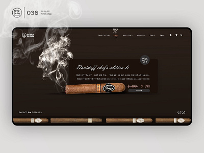 Special Offer cigar discount | Daily UI challenge - Day 036/100 animation brown cigar daily ui daily ui 036 dark ui discount card ecommerce free psd free ui kit freebies george samuel hero section interaction interaction design landing page smoke special offer user experience user interface