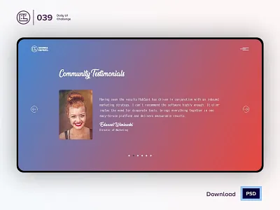Testimonials | Daily UI challenge - Day 039/100 animation daily ui daily ui 039 dark ui ecommerce free psd free ui kit freebies george samuel hero section interaction interaction design landing page testimonials trendy user experience user interface ux web design