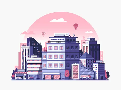 Modern City Urban Environment architecture building city cityscape environment flat design illustration modern office scape skyline urban