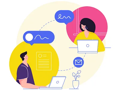 Modern Communication affinity designer character clean illustration man simple vector woman