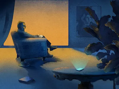 Books 📚> Phones 📱 blue digital art grain illo illustration moody photoshop