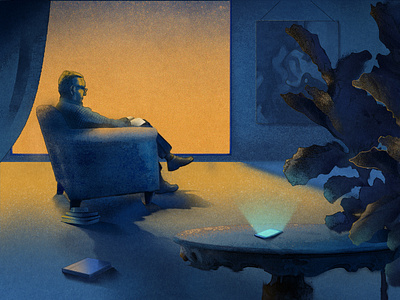 Books 📚> Phones 📱 blue digital art grain illo illustration moody photoshop