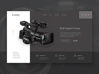 Camera Shopping Page camera canon eccomerce product page shopping ui design ux design video camera web design
