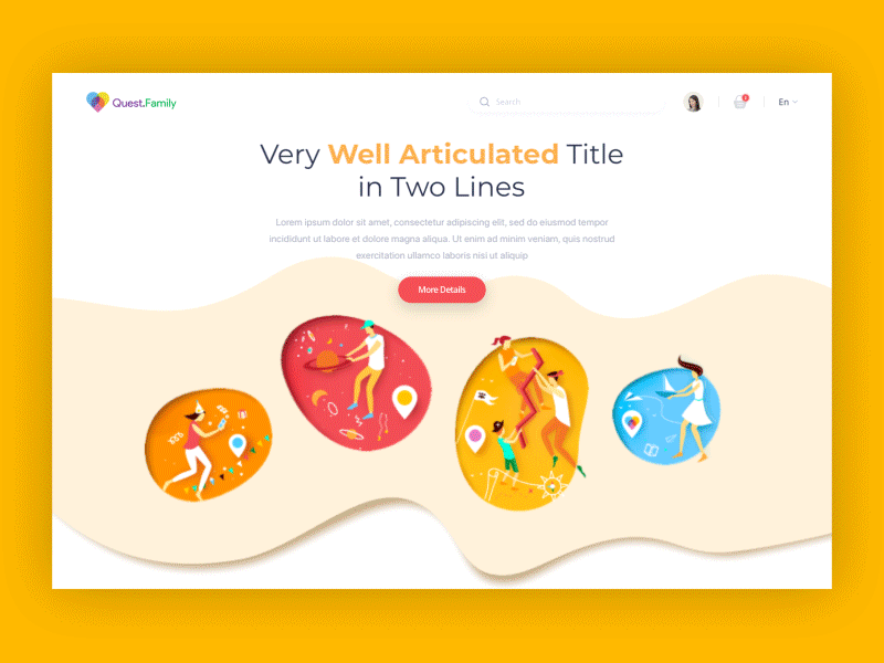 Family Quest Website clean colors design illustration landing minimal ui ux vectors web website
