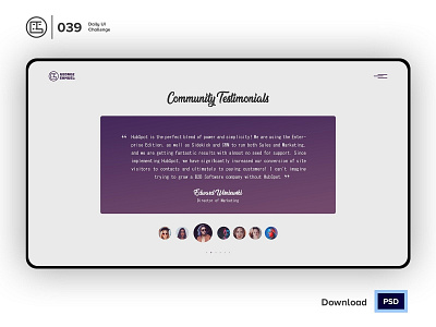 Testimonials | Daily UI challenge - Day 039/100 animation daily ui daily ui 039 dark ui ecommerce free psd free ui kit freebies george samuel hero section interaction interaction design landing page testimonials trendy user experience user interface ux web design