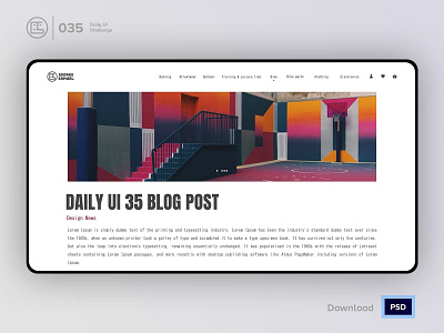 Blog Article Post | Daily UI challenge - Day 035/100 animation article blog blog post daily ui daily ui 035 dark ui ecommerce free psd free ui kit freebies george samuel hero section interaction interaction design landing page news post user experience user interface