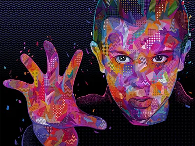 Pop Eleven 2 abstract abstract colors actress alessandro pautasso colors design eleven illustration kaneda kaneda99 netflix photoshop portrait stranger things strangerthings