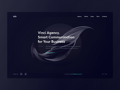 Vinci Agency agency clean landing page marketing minimal pr ui deisgn ux design web website