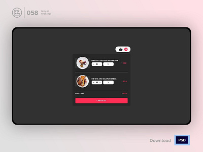 Shopping Cart| Daily UI challenge - 058/100 animation daily ui daily ui 058 dark ui dropdown ecommerce food free psd free ui kit freebies george samuel hero section interaction interaction design landing page listing shopping cart user experience user interface ux