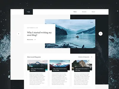 Personal blog interface adobe xd adobexd blog blogging clean design dribbble interaction minimalistic modern template typography ui ui design user interface ux ux design water web design web interface