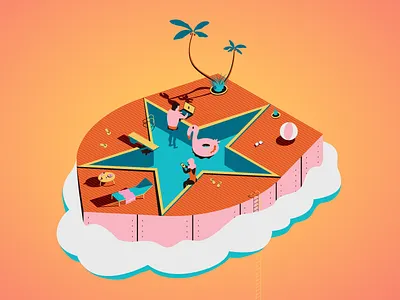 Summer is coming character color design draw fun illustration logo party pixel summer swimming pool vector