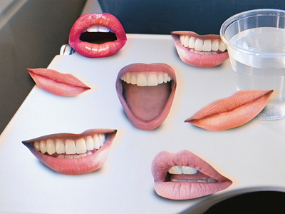 Frequent Flyer Tips airplane collage color design flight illustration mouth