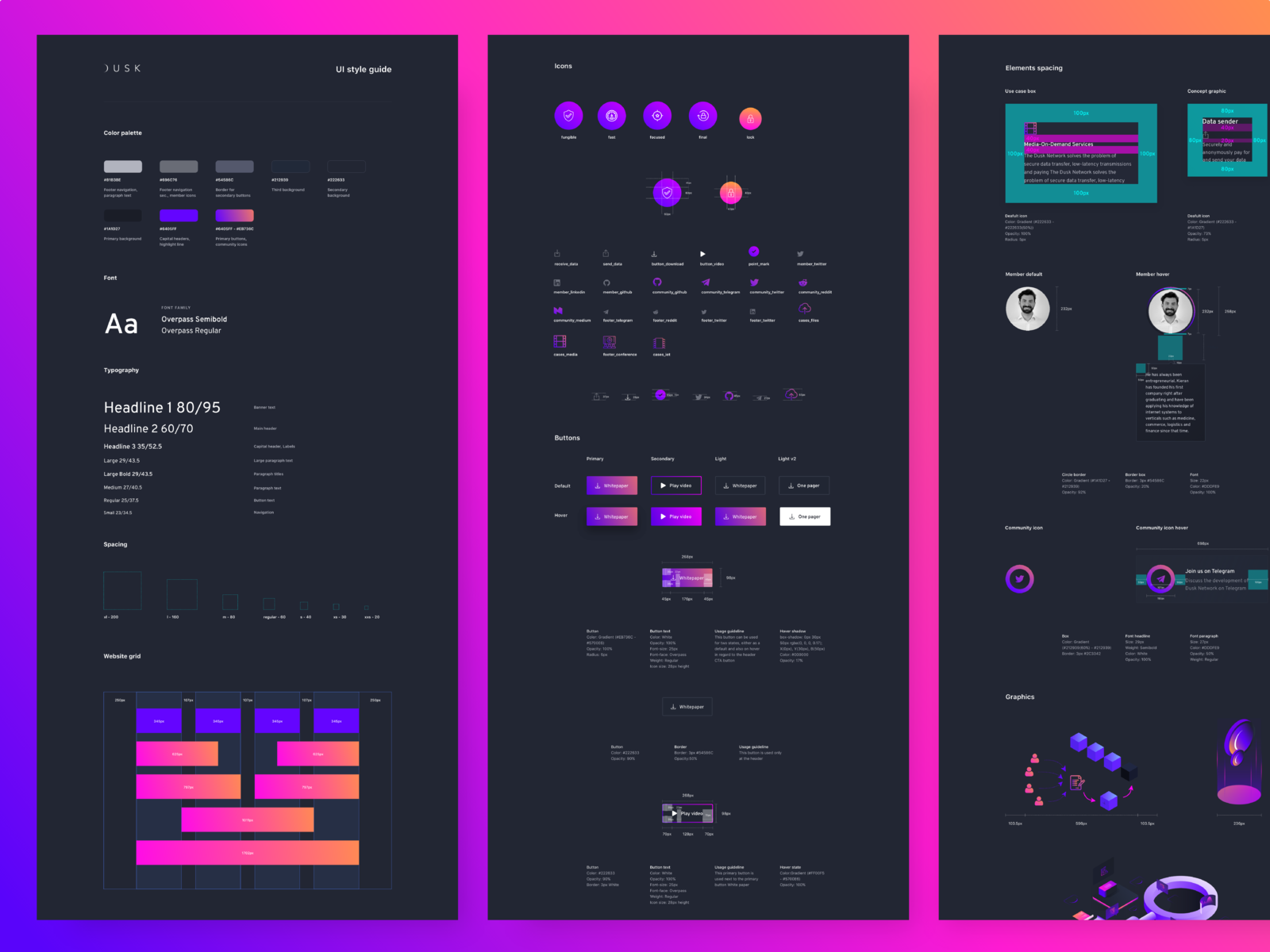 Example of Dusk Network UI Style Guide