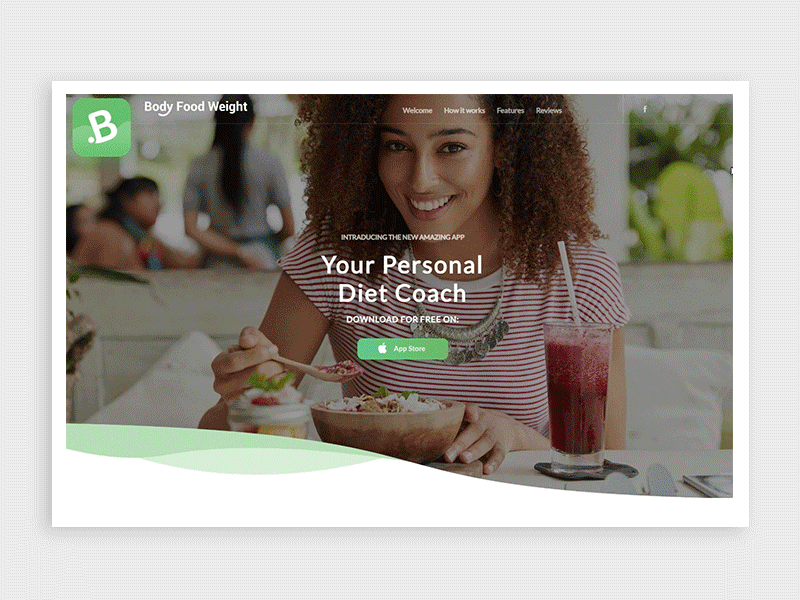 Landing Page Bodyfoodweight animation app design diet food health interaction landing page web website
