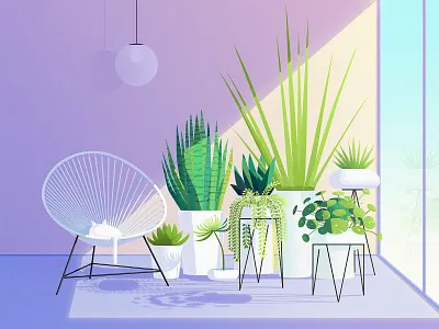 Sofa and flowers 11 armchair cat drawing flower green illustration light