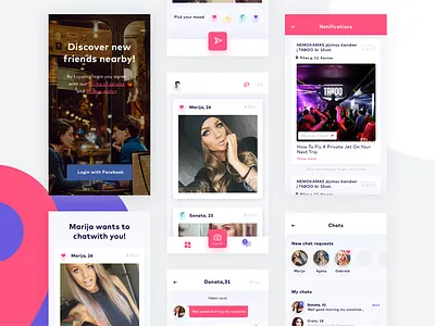 Sleafy dating app app brand clean dating design flat purple ui ux violet web