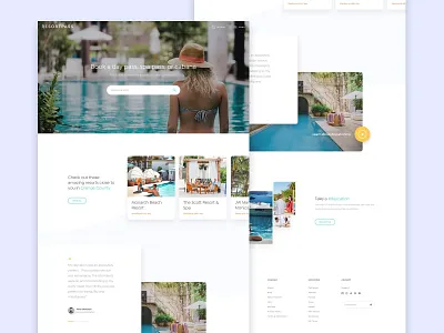 Resort Booking Site booking clean home homepage interface landing landing page minimal product resort responsive testimonial travel typography ui user interface vacation web web design website