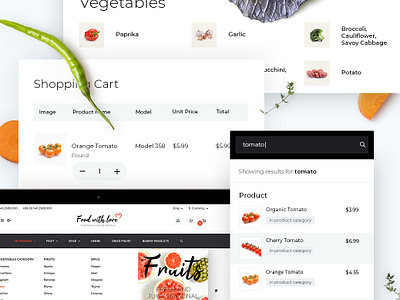 Set of elements for New Template dashboard ecommerce food icon module opencart template