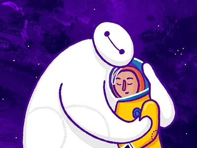 Baymax Comfort astronaut baymax bighero6 boots comfort comforted girl gloves helmet illustration ipadpro light space space helmet