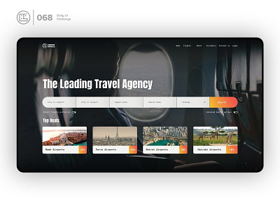 Flight Search | Daily UI challenge - 068/100 animation countries daily ui daily ui 068 dark ui ecommerce flight search free psd free ui kit freebies george samuel hero section interaction interaction design landing page travel agency trendy user experience user interface ux