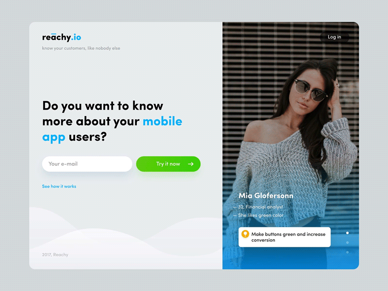 Reachy Landing Page animation blue clean flat grey interface landing page principle simple space ui ux web