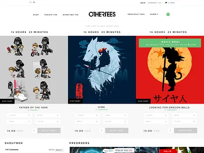 OtherTees - unique T-shirt store v3.0 cart homepage icon store tshirt typography ui web design