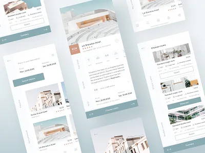 Hotel Booking App 10clouds app booking design hotel interface minimal mobile reservation travel ui ux