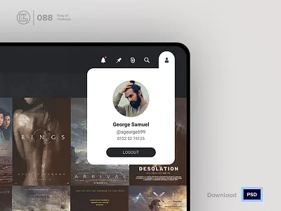 Avatar | Daily UI challenge - 088/100 animation avatar daily ui daily ui 088 dark ui dropdown ecommerce free psd free ui kit freebies george samuel hero section interaction interaction design landing page profile trendy user experience user interface ux