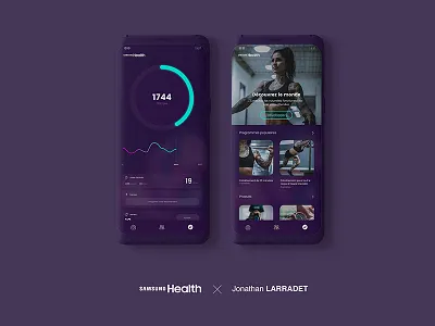 Samsung Health Redesign aab app charts design fit health mobile mockup samsung sport tattoo women