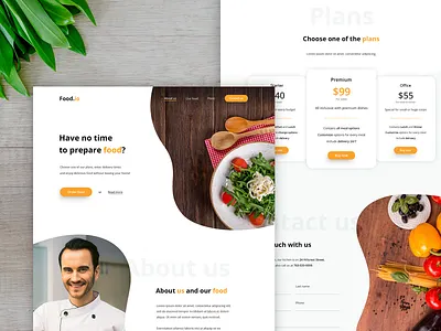 Food.io - Full landing page 🥗 choose contact cta design food header home kitchen landing menu page plan section typography ui ux web webdesign white www