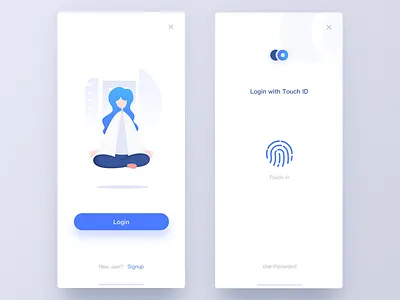 Login1 app blue clean illustration ios ios11 iphone iphonex login touchid ue ui