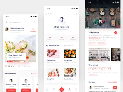 Resto Friends App Exploration ai food app ar food app card design food order app favorites restaurants find restuarant food app food order app my restaurant app restaurant details page restaurant home restaurant newsfeed restaurant profile restaurant rating screen restaurant ui restuarant app