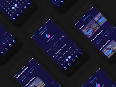 Wise Work app application caledar cards color dark dashboard date gradirnt home icons ios meditation schedule statistic stoties tabbar tabs ui work