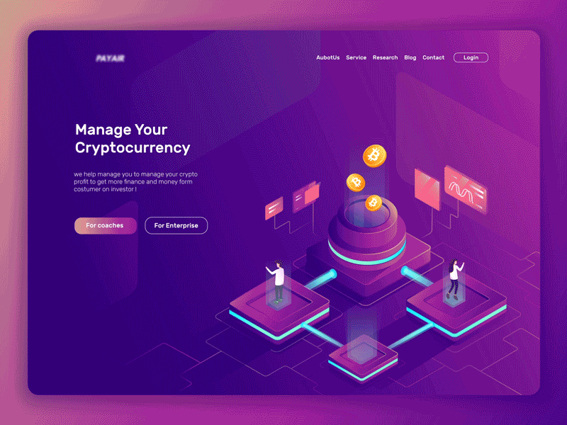 Crypto Managing Animation Header after effects animation bitcoin crypto gif header illustration isometric landing page motion graphics ui