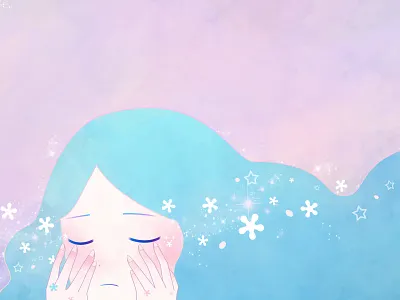 The Girl Who Crys Stars art art book brush cry design dream emotion flower girl gradient illustration light ps sad stars wallpaper watercolor watercolor backgrounds