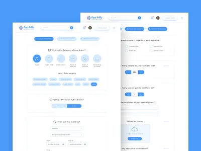 Create Event aaomilo checkbox create event dashboard data datapicker event events fields form optional organizer registration selection step switcher upload website wizard